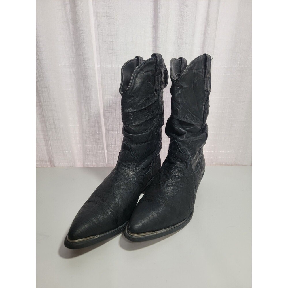 Dingo Vintage Black Leather Slouch Cowboy Boots Women's Size 8.5 8 1/2 US 17310